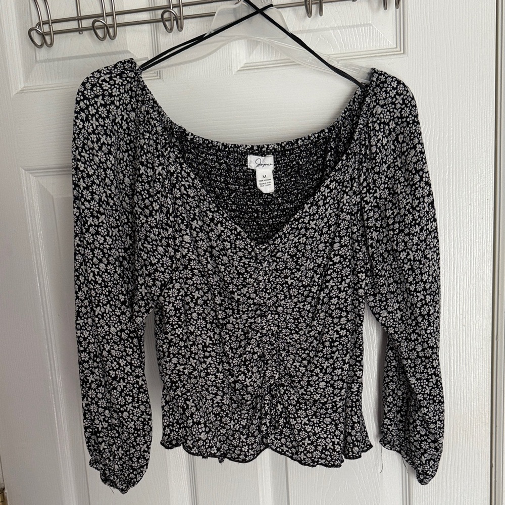 Black and White Floral Blouse